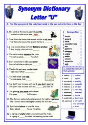 English Worksheet: Synonym Dictionary, Letter 