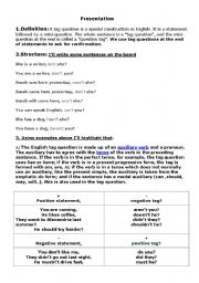 English worksheet: Qiestion Tags