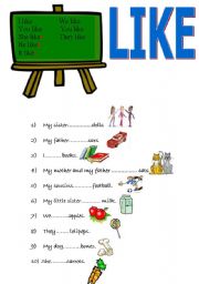 English Worksheet: LIKE -   Like or Likes? ELEMENTARY