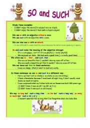 English Worksheet: So and Such ( 2 pages)