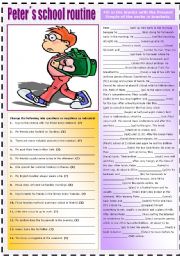 English Worksheet: PETERS SCHOOL ROUTINE (PRESENT SIMPLE)