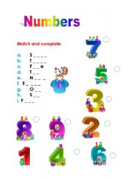 English Worksheet: Numbers