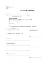 English worksheet: Present perfect