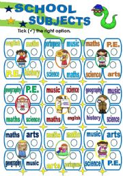 English Worksheet: SCHOOL SUBJECTS