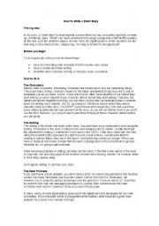 English Worksheet: How To Write a Short Story