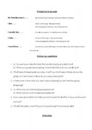 English Worksheet: Shopping (conversation)