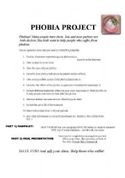 English Worksheet: PHOBIA PROJECT (written and oral project) 