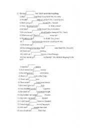 English Worksheet: something anything