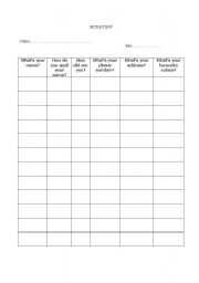 English Worksheet: INTERVIEW