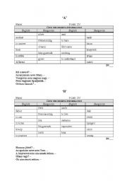English worksheet: Elementary vocab test (group A and B)