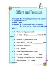 English Worksheet: Offers and Promises