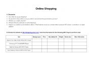 English Worksheet: Online shopping activity - scanning skill