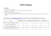 English worksheet: Online shopping activity - scanning skill