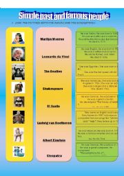 English Worksheet: simple past and famous people biographies part 1.