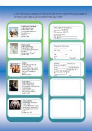English Worksheet: simple past and famous people biographies part 2