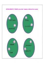 English worksheet: Easter Egg Game (matching opposites)