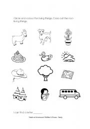 English Worksheet: Circle the living things