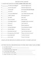 English Worksheet: Exercises on wh questions