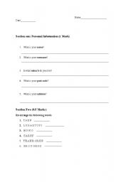 English Worksheet: Simple test for intermediate