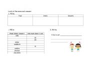 English Worksheet: menu