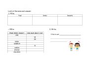 English worksheet: menu