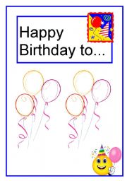 English worksheet: Happy Birthday to...