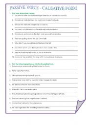 English Worksheet: PASSIVE VOICE - CAUSATIVE FORM