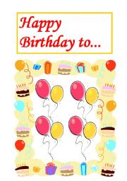 English Worksheet: Happy Birthday to...