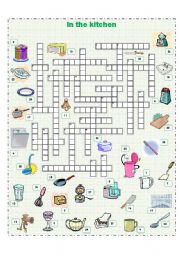 English Worksheet: In the kitchen crossword