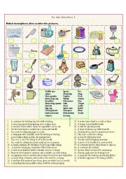 English Worksheet: In the kitchen match