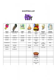 English Worksheet: SHOPPING LIST - Going to The Supermarket