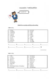 English worksheet: Countries and Nationalities