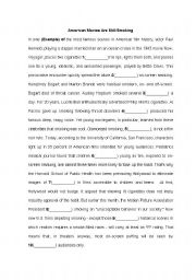 English Worksheet: American Movies Are Still Smoking (cloze test)