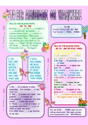 English Worksheet: TO BE:  AM-IS-ARE  &  WAS- WERE