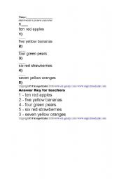 English Worksheet: numbers worksheet