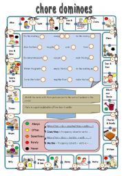 English Worksheet: chores and frequency adverbs