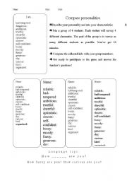 English worksheet: comparing personalities