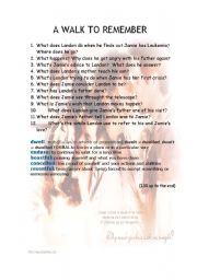 English Worksheet: A walk to remember THIRD AND LAST PART