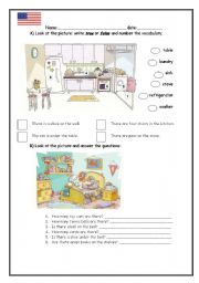 English Worksheet: There is/are - prepo of place