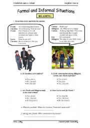 English Worksheet: Greetings Formal and Informal Situations