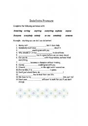 English worksheet: Somebody, anywhere, something,..