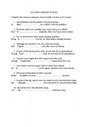 English worksheet: Clauses/ Linking Words
