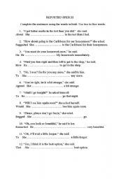 English Worksheet: Reported Speech