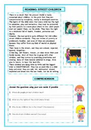 English Worksheet: Reading: Street Children