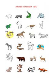 Animals wordsheet