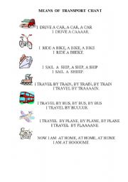 English worksheet: MEANS OF TRANSPORT   SONG