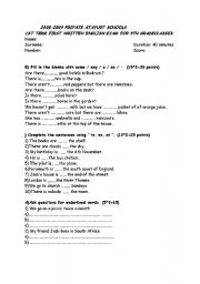 English Worksheet: english exam for 9th grades