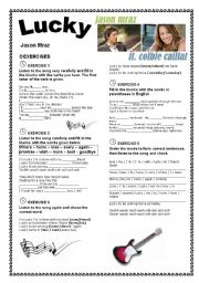 English Worksheet: Song Lucky - Jason Mraz