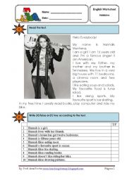 English Worksheet: Hannah Montana reading co. 