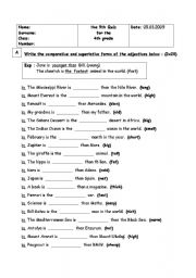 English Worksheet: A Quiz on Comparatives and Superlatives